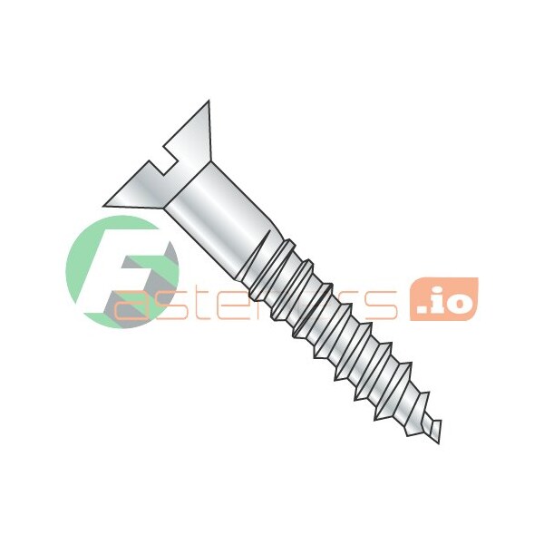 Newport Fasteners Wood Screw, #4, 3/8 in, Zinc Plated Steel Flat Head Slotted Drive, 10000 PK 387310 - main